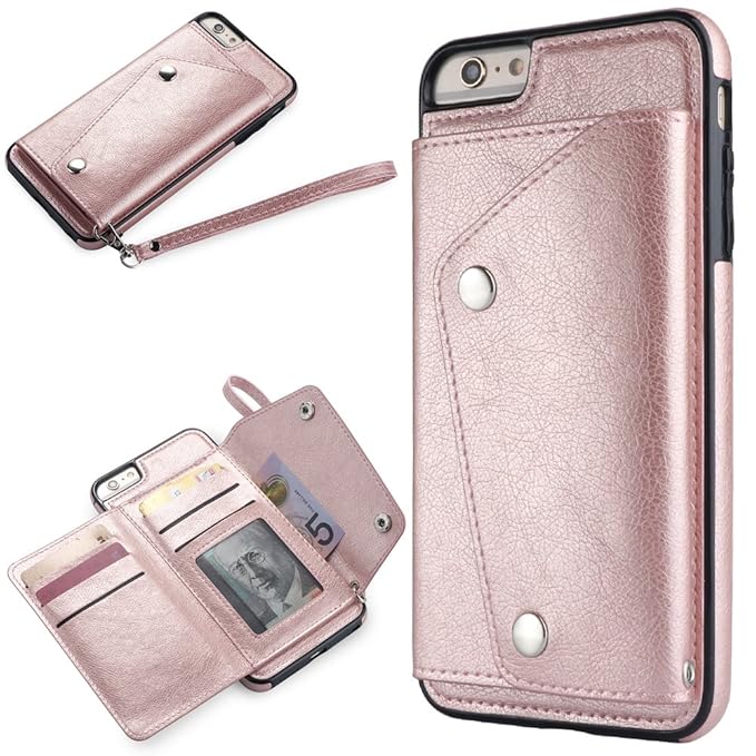 [Nicht für iPhone 6/6S]iPhone 6 Plus Hülle,iPhone 6S Plus Leather Handyhülle,WIWJ Wallet Case Modisch Leder Handy Shell mit G