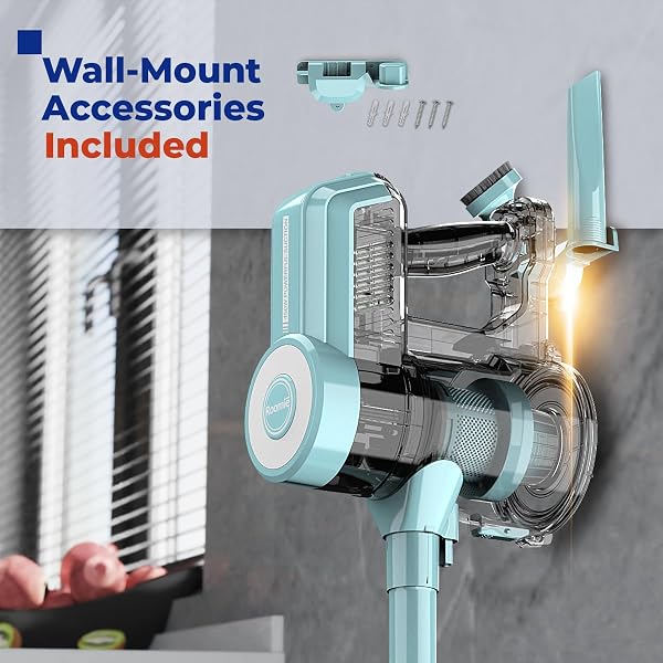 ROOMIE TEC CORDED STICK VACUUM CLEANER – 450W, LIGHTWEIGHT 2 IN 1 HANDHELD WITH POWERFUL SUCTION, BAGLESS HEPA FILTER, LARGE DUST CAPACITY, 20FT CABLE – IDEAL FOR FLOORS, DORM ROOM, & HOME CLEANING