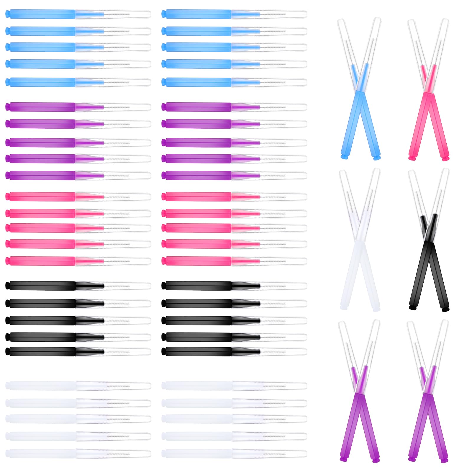 Prasacco 50 Pcs Micro Eyebrow Brush, Portable Brow Lamination Brush Lash Eyebrow Brush Eyelash Brow Brush Brow Brushes Eyebrow Lash Lift Tools for Eyebrows Eyelash Extensions Tool (Multicolor)