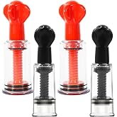 Jesakmie 4pcs 2 Size Nipple Sucker for Flat or Inverted Shy Nipples, Red Black Portable Nipple Pump Sucker, Inverted Nipple Puller Suction for Breastfeeding Women (2pcsRed + 2pcsBlack)