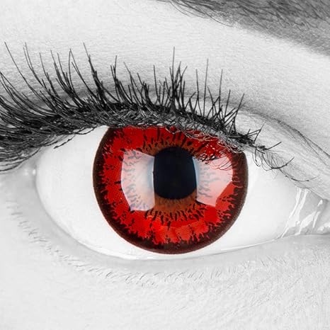 Lentilles Couleur Rouge Noir Vampire Red Flower Pour Halloween Fantaisie Carnaval Etuis A Lentilles De Contact I 1 Paire 2 Pieces I Sans Correction I 0 00 Dioptries Meralens Amazon Fr Hygiasne