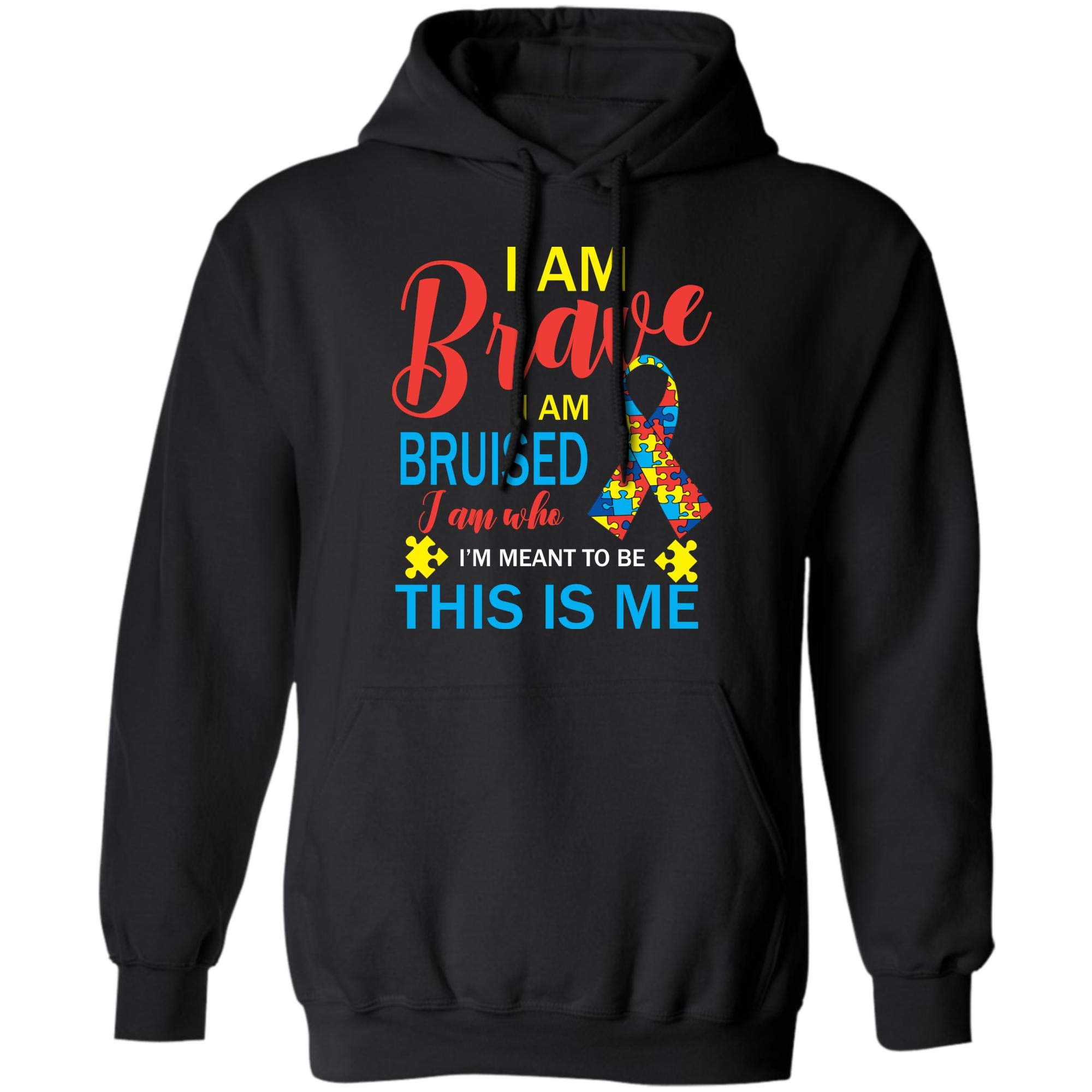 Autism Awareness I Am Brave Bruised Puzzle Ribbon Support Dad Mom T Shirt