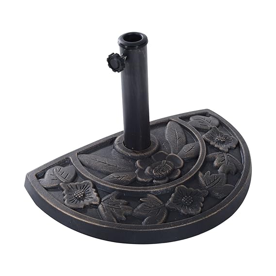 Outsunny Sonnenschirmständer Schirmständer Schirmfuß halbrund, Harz+Edelstahl, Bronzefarbe, 50x31x32cm (Modell3)