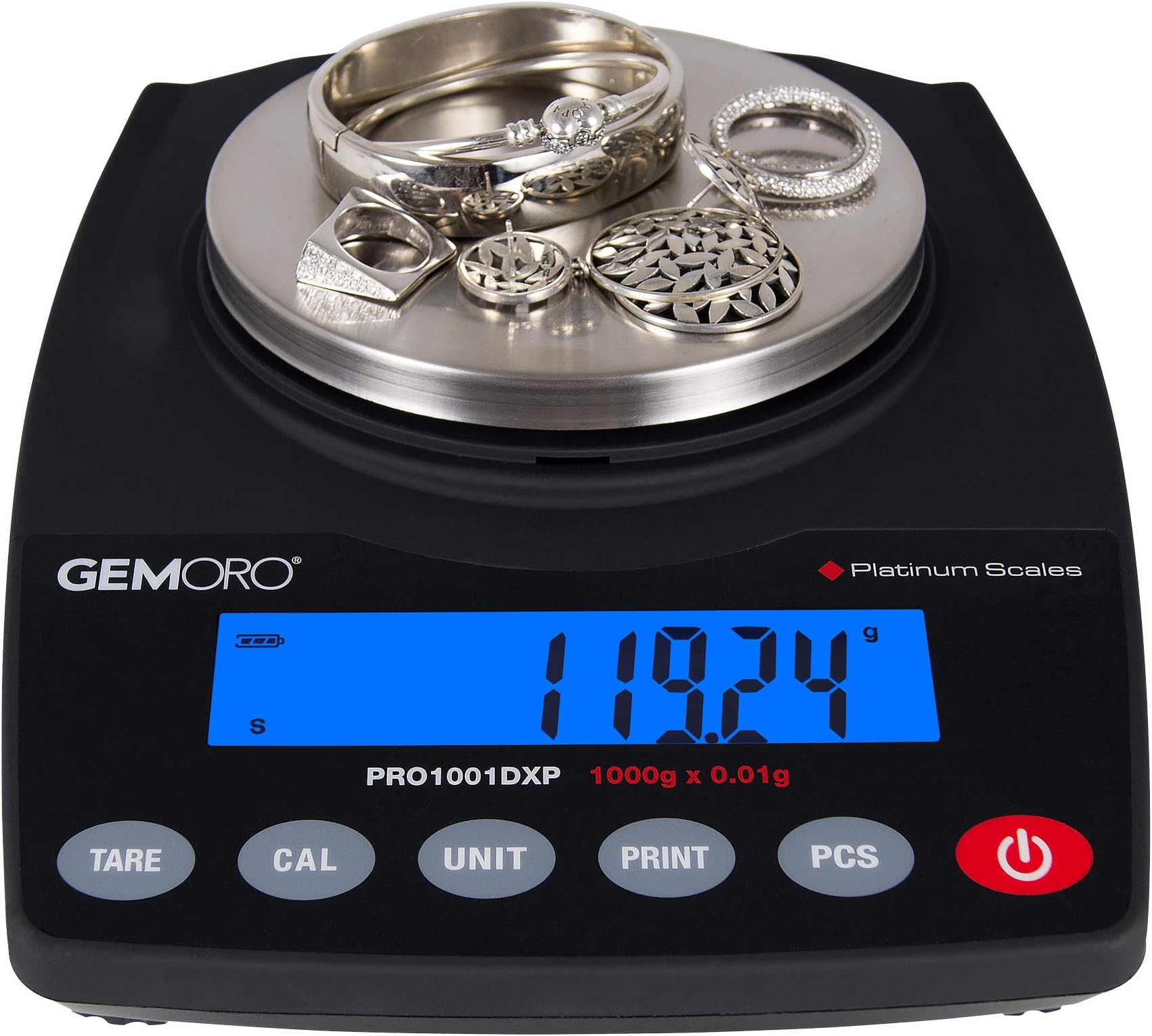 GemOro Platinum PRO1001DXP Extra Precision Countertop/Portable Scale, 1000g x 0.01, Black