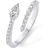 PAVOI 14K Gold Plated Cubic Zirconia Crossover Stackable Ring for Women | Marquise CZ Open Twist Eternity Band