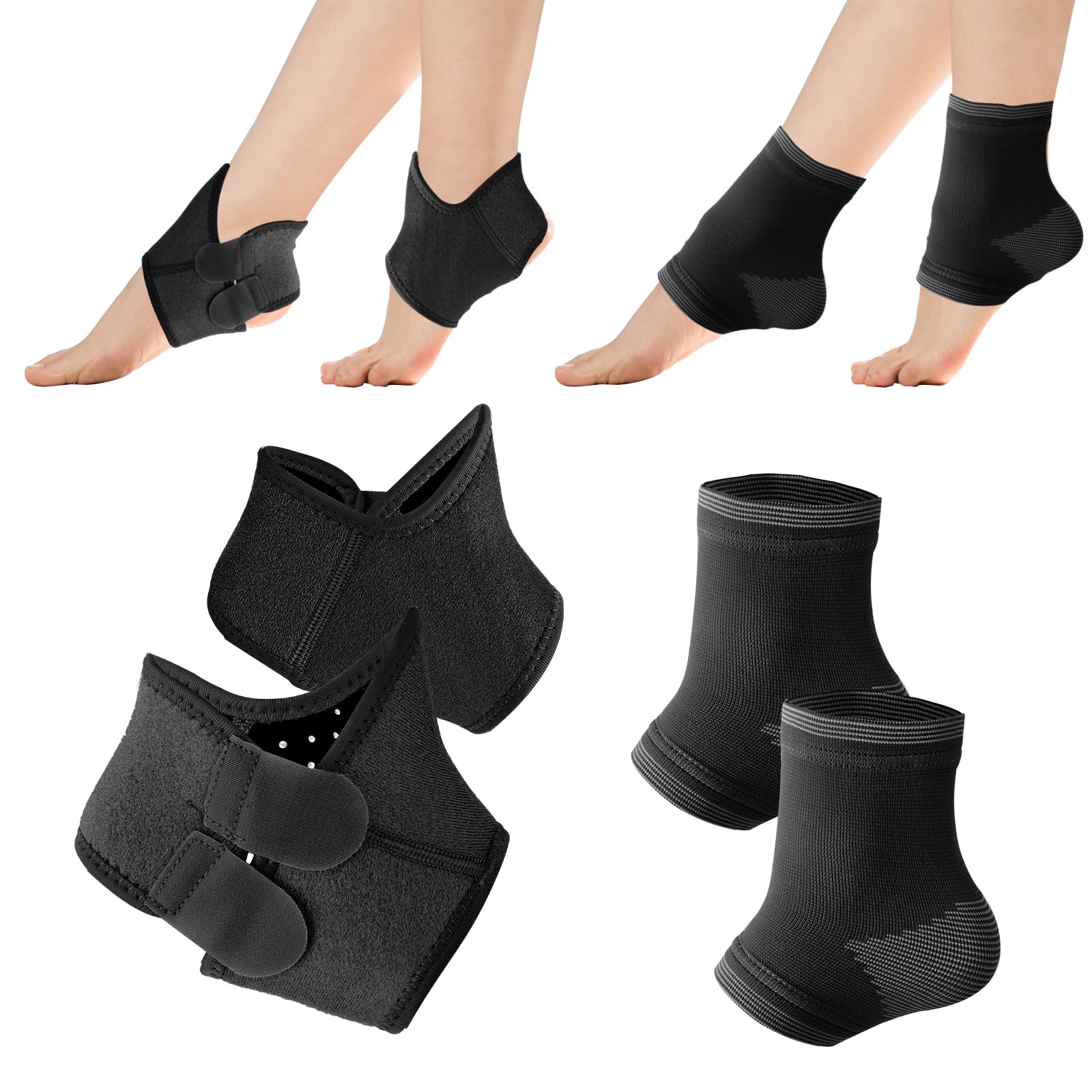 Photo 1 of 2 Pairs Kids Ankle Brace Set, Black Knitted Ankle Sleeve Sock Support Black Ankle Support Elastic Kids Compression Socks Ankle Sleeve Breathable Compression Sleeves for Jogging Running Fitness