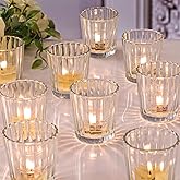 NITIME 24pcs Vintage Ribbed Votive Candle Holders, Glass Candle Holder for Wedding Table Decor, Tea Lights Candle Holder for Table Centerpiece, Christmas, Holiday Decor