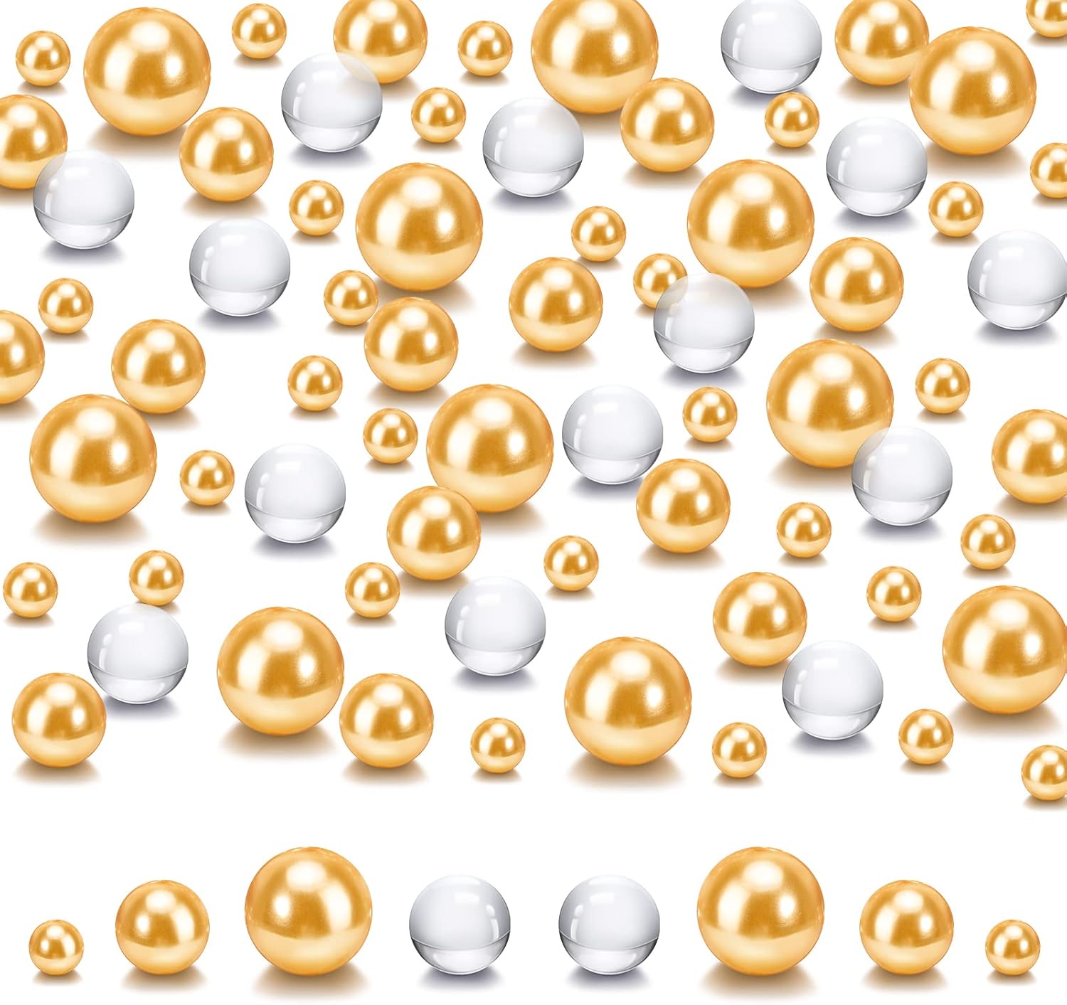 Vase Fillers - 250PCS Floating Gold Beads and 2300PCS Water Gel Beads for Valentine's Day Vase, Suream Round No Hole Beads for Centerpieces, Table Scatters, Candle, Wedding, Birthday, Floral Decoration (8/14/20mm)