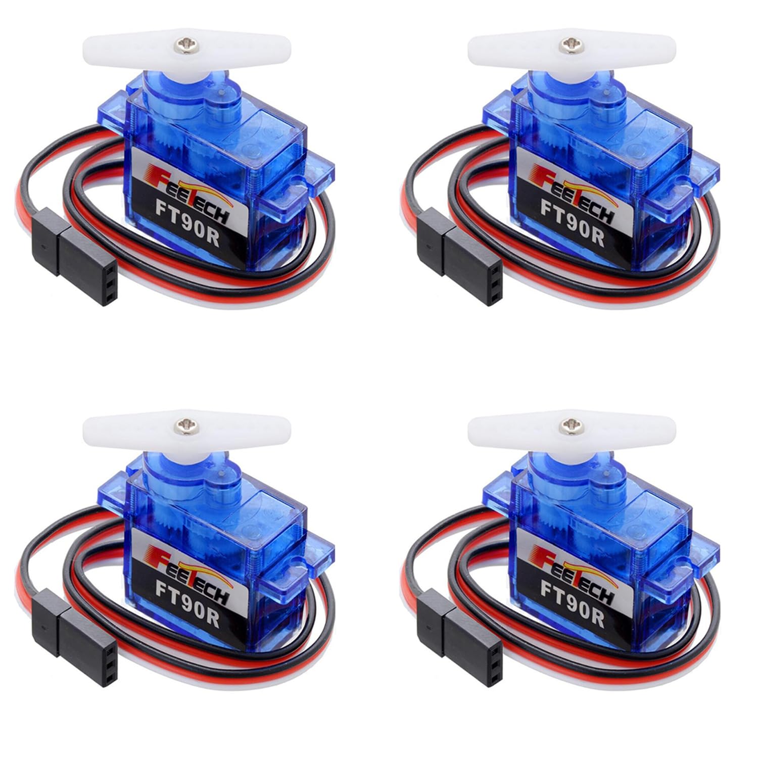 Stemedu FT90R Digital Servo 360 Degree Continuous Rotation, Feetech Micro RC Servos for Micro:bit Robot 6V 1.5KG PWM (Pack of 4PCS)