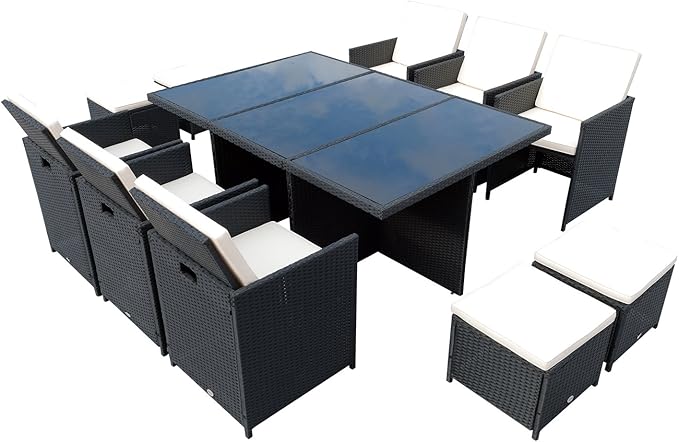 Amazon.de: Outsunny Polyrattan Sitzgruppe Essgruppe 27tlg. mit Kissen