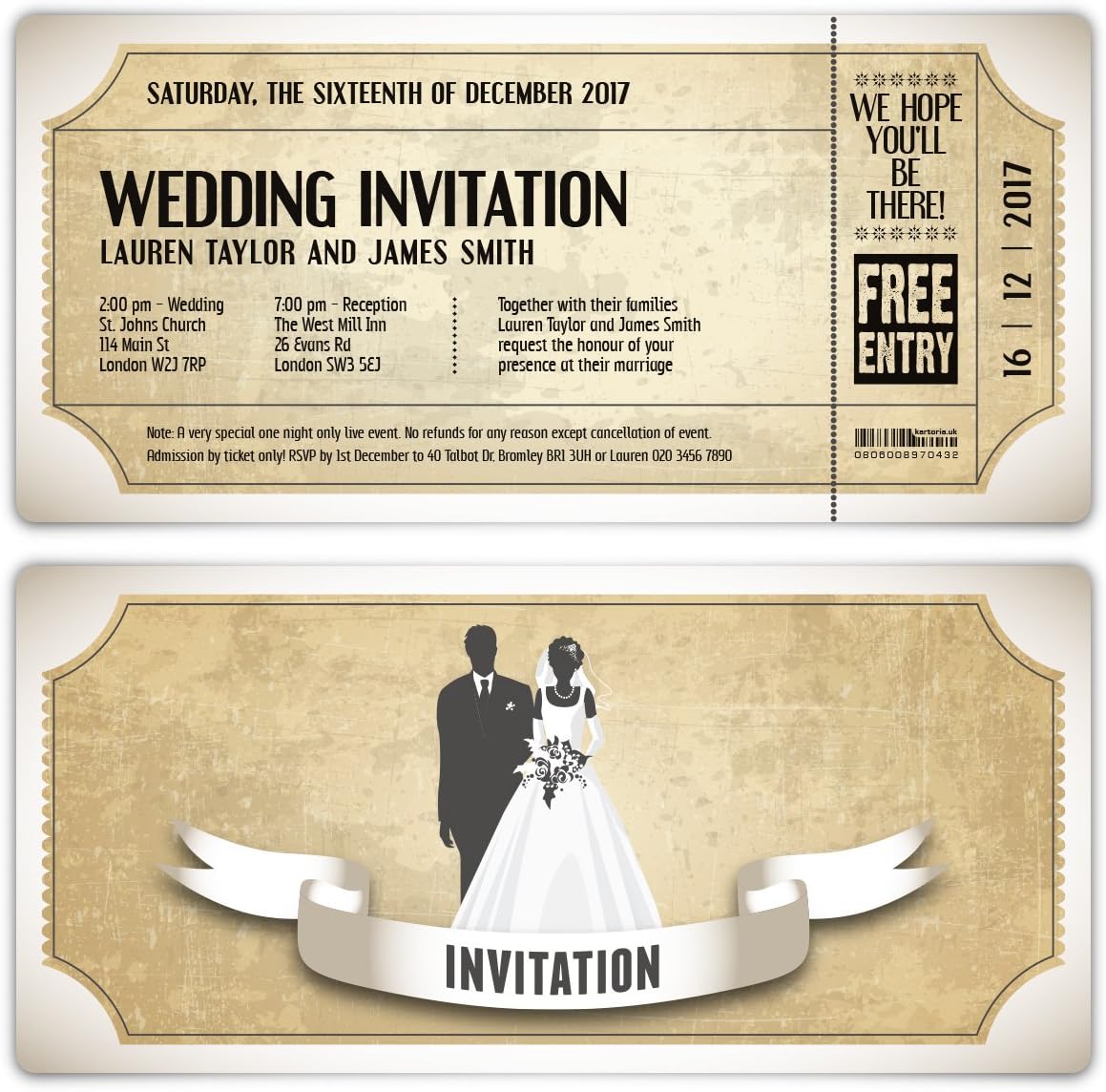 100 x Wedding Invitation Cards Invite White Vintage Bride and Groom