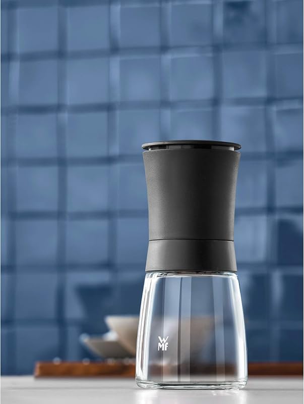 Trend - Molinillo Cerámio de Especias 14cm, Apto para lavavajillas, Cristal, Tapa Color Negro