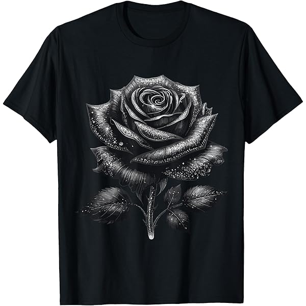 Amazon.com: Black Rose with Golden Sparkes T-Shirt