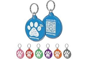 MYLUCKYTAG NFC & QR Code Smart Pet ID Tag Personalized Dog Cat Tag, Online Pet Profile, Pet Location Alert Email, Digital Pet Tag, Quiet Pet Tag, Durable Pet ID, Dog Collar Tag