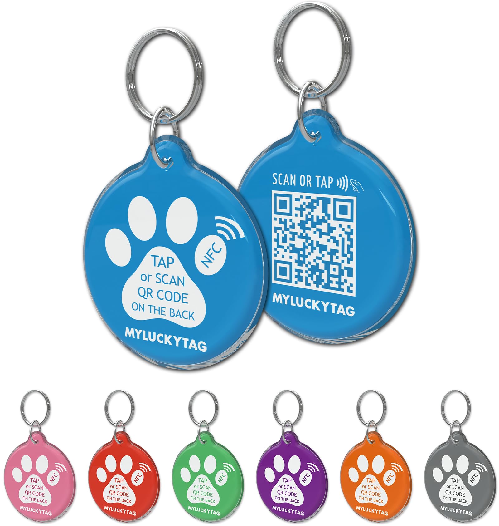 MyluckyTag NFC & QR Code Smart Pet ID, Personalized Dog/Cat Tag, Digital Pet Tag, Durable, Engraved
