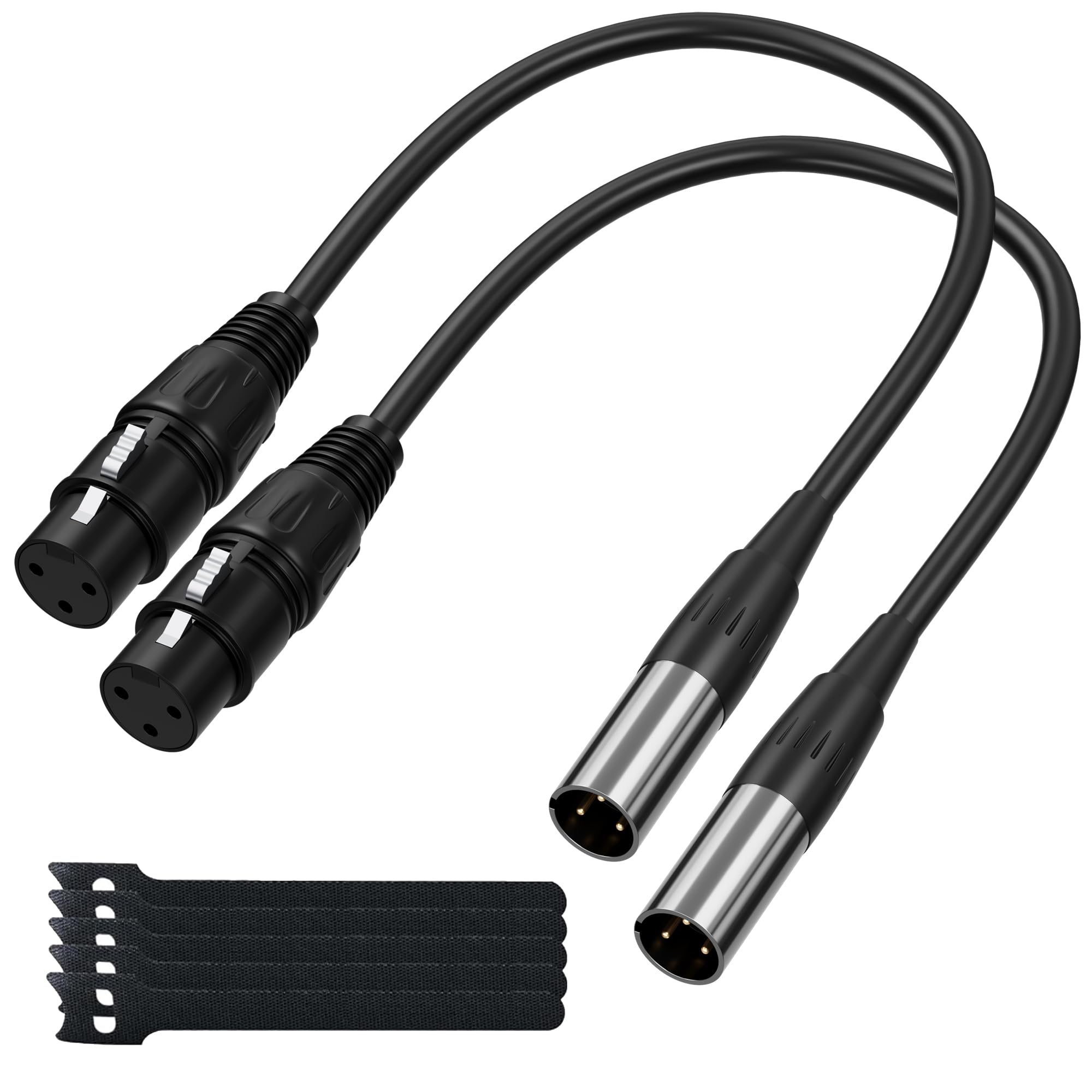 Photo 1 of Elecan 3 Pin Mini XLR Male to XLR Female Microphone Cable Adapter 1 Ft/2 Pack for Blackmagic Pocket Cinema Camera BMPCC Video Assist 4K Sharp 8K & C70, Pro Lapel Audio Replacement Cable