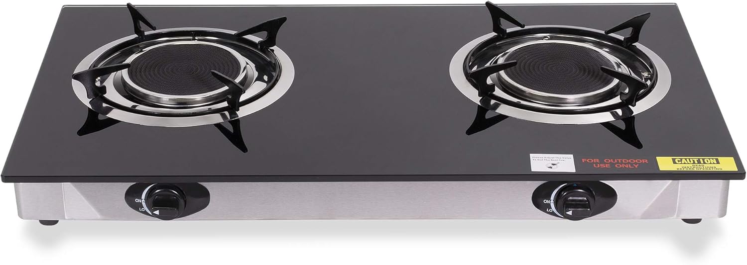 Barton Deluxe Propane Gas Range Stove 2 Burner Cooktop Auto Ignition