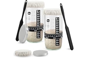 Joyyy Sourdough Starter Kit Beginner, Sour dough Starter Jars with Wide Mouth for Sourdough Bread Fermentation, Weck Jars for Sourdough(34oz, Set of 2)