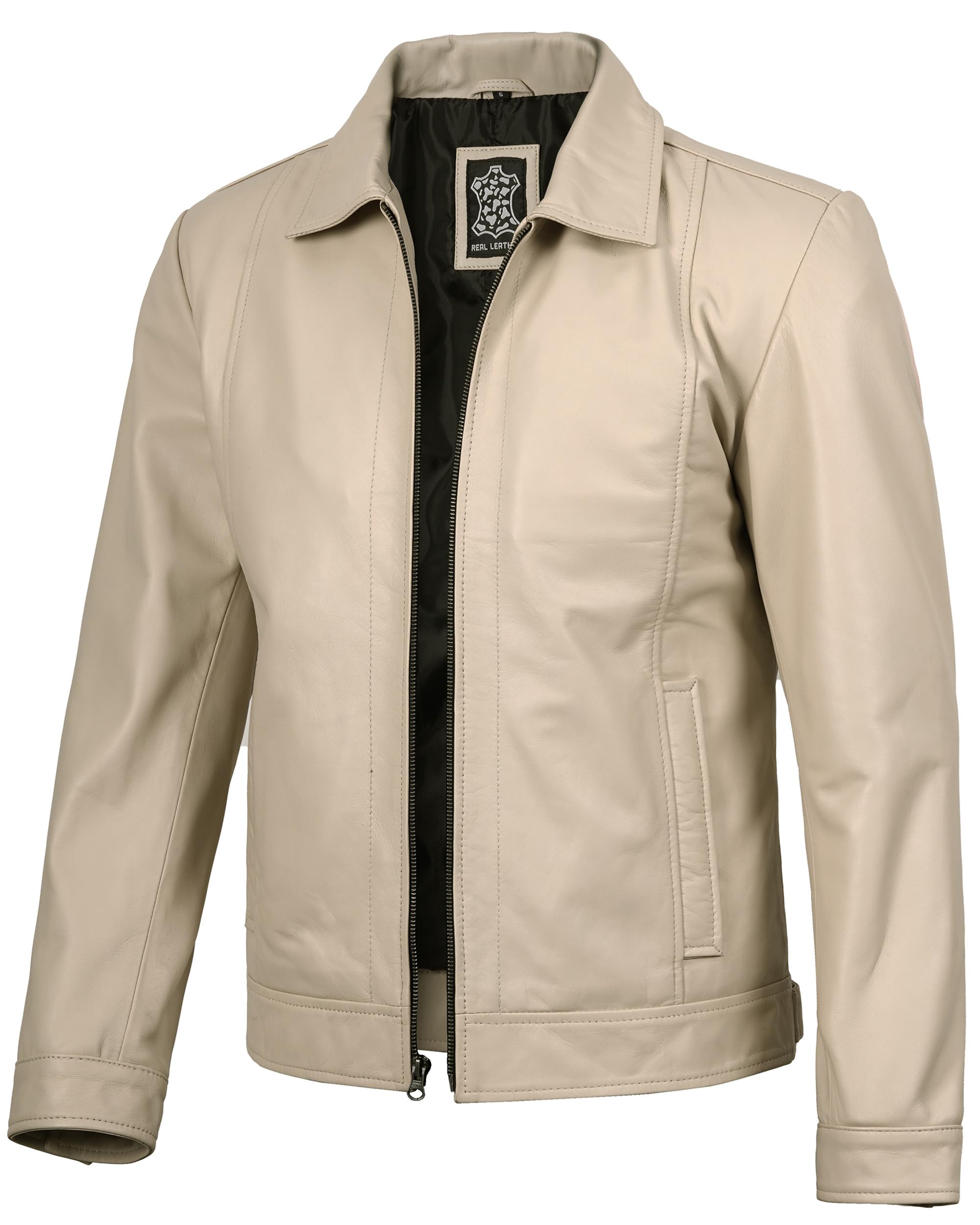 Photo 1 of Decrum Beige Leather Jacket - Leather Jacket Men | [1124065] Jose Bge, XL
