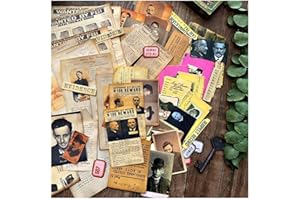 CraftBloom 60Pcs Dark Academia Scrapbook Paper Pack, Vintage Detective Files Ephemera for Junk Journal Supplies, Gothic Hand-