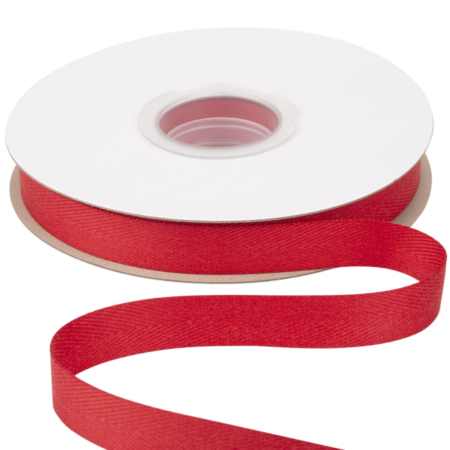 Ribbonitlux Tape Twill Ribbon 16mm x 22.5 Meters, Soft Red Herringbone Bias Tape for DIY Craft, Sewing, Gift Wrapping, and Home Decor