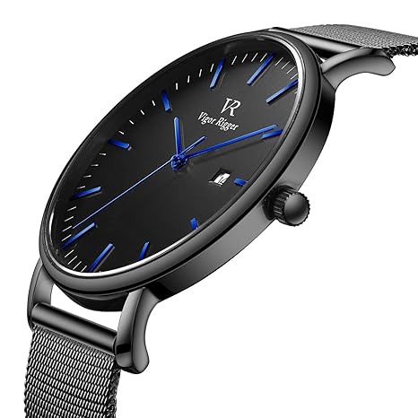 Vigor Rigger Herren Uhren Damenuhren Ultra Slim Armbanduhr mit Datumsanzeige und Edelstahl Milanese Mesh Band