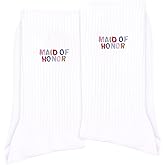 VOHIRO Maid of Honor Socks Bridesmaid Proposal Gift from the Bride White Embroidered Wedding Day Socks (1 Pair).