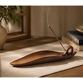 FJXMMT Ceramic Incense Holders, Incense Holder for Sticks | Incense holder cute leaf design in brown ceramic; 9.25-inch tray helps catch ash for meditation, yoga, home, and office.