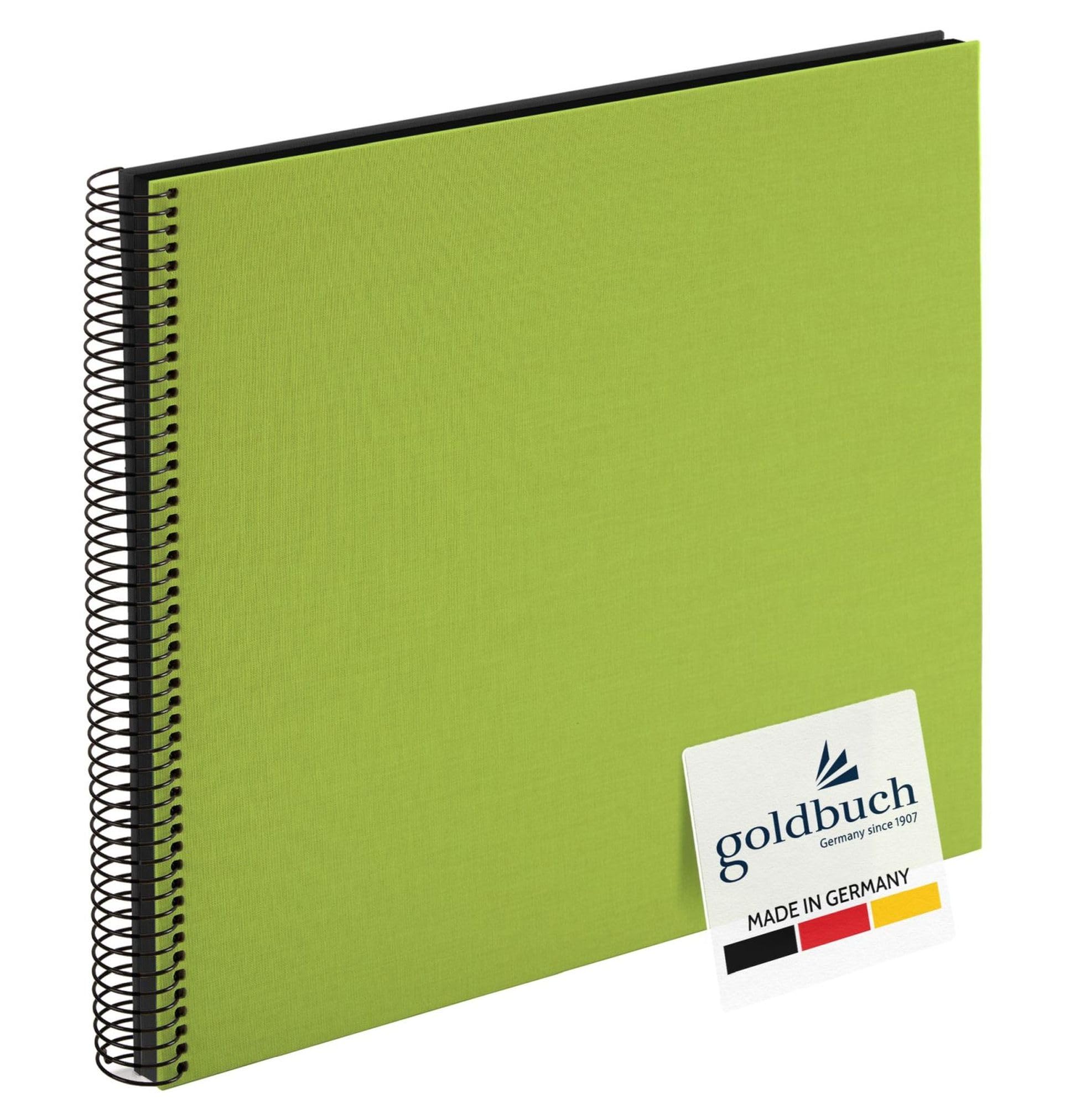 goldbuch Bella Vista 25962 Spiral Album 35 x 30 cm Photo Album with 40 Black Pages Linen Memory Album Photo Book for Pictures and Photos to Glue In Green