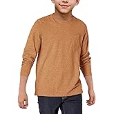 EPICGALA Boys Long Sleeve Shirt Crewneck Solid Color Casual Top with Chest Pocket for Kids 5-14 Years