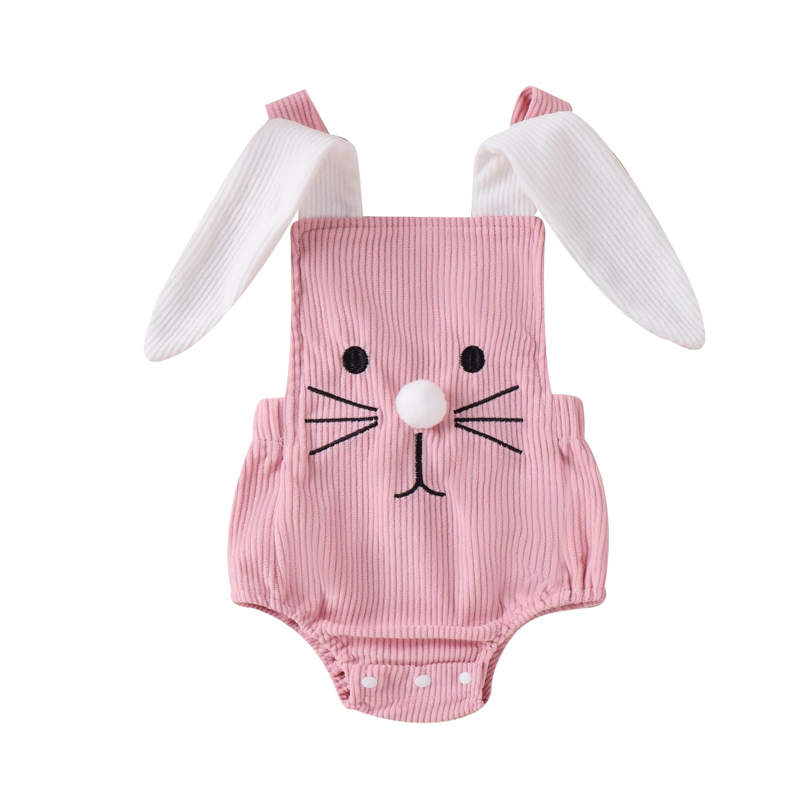Gueuusu My First Easter Baby Boy Girl Outfit Bunny Costume Rabbit Ear Sleeveless Romper Overalls Infant Rabbit Cosplay Outfit (Pink, 6-9 Months)