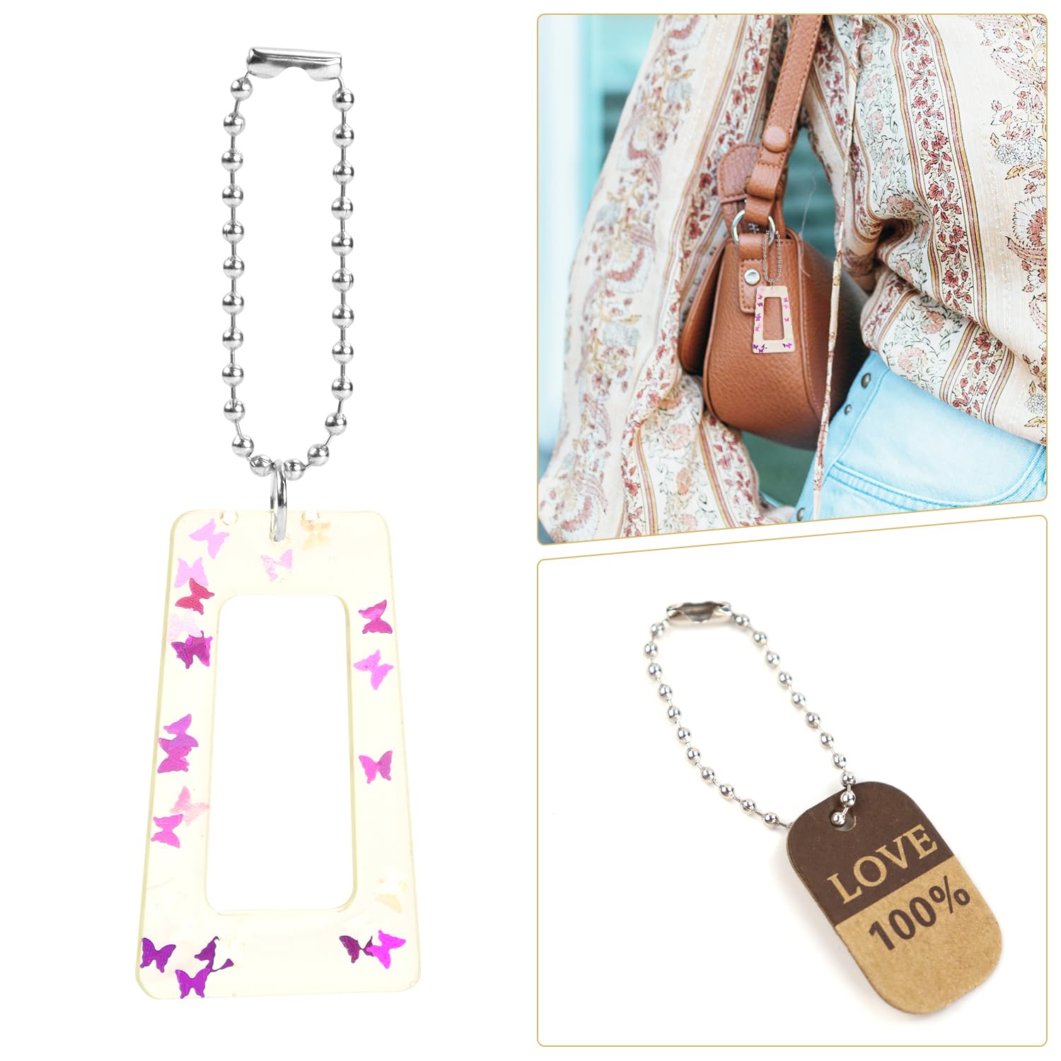 Yuntop 200 Pcs Silver 3.9 Inch / 10 cm Stainless Steel Ball Bead Chain with Locking Clasp for Jewelry Making, DIY Crafts, Hanging Christmas Decoration