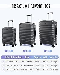LIGHT FLIGHT Luggage Sets, 3 Piece Durable Suitcase