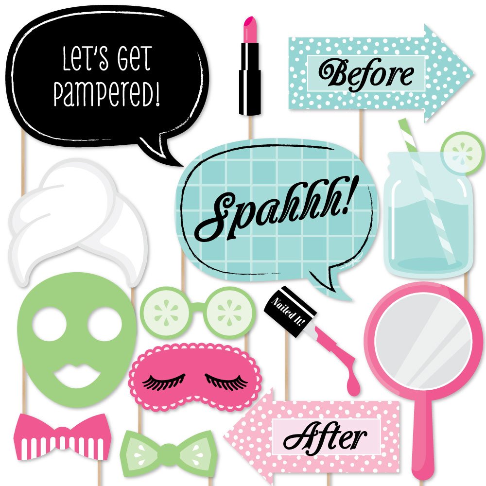 Spa Day - Photo Booth Props Kit - 20 Count