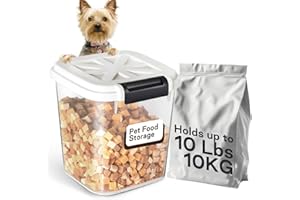 LivLab Mker 10 lbs Dog Food Storage Container Cat Treat Container with Measuring Cup,Large Dry Pet Food Storage Bin for Cereal, Birds, Rice and Grain