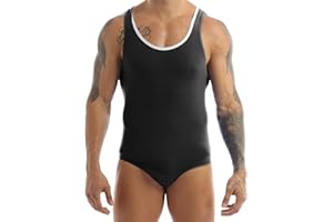 Yeahdor Men's Stretchy One Piece Wrestling Singlet Sleeveless Tank Leotard High Cut Bodysuit Sportswear