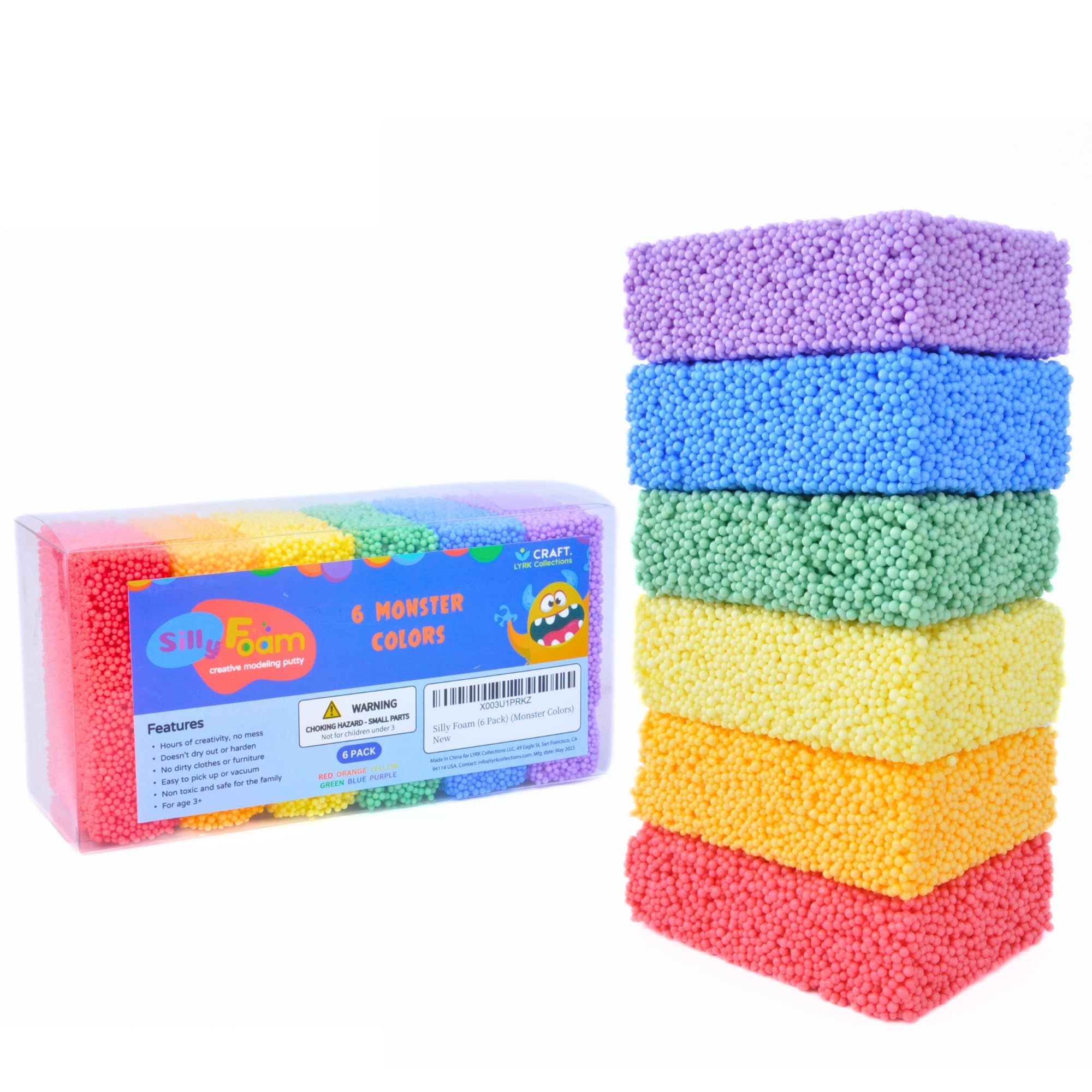 Silly Foam Play Foam Perfect for Preschool and Kids 6 Color Blocks