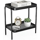 NobleForm 2 in 1 Desktop & Floor End Table with Storage Shelves, Compact 2-Tier Side Table for Office Desk Organization, Bedside Nightstand, Small Space Nightstand for Living Room, Bedroom, Office