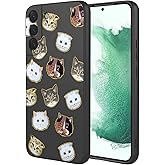 KOARWVC Phone Case for Galaxy S22 Case, Samsung S22 SM-S908U Case Cute cat Pattern Design Slim Protective Soft TPU Bumper Phone Cover for Samsung Galaxy S22 Black Cat