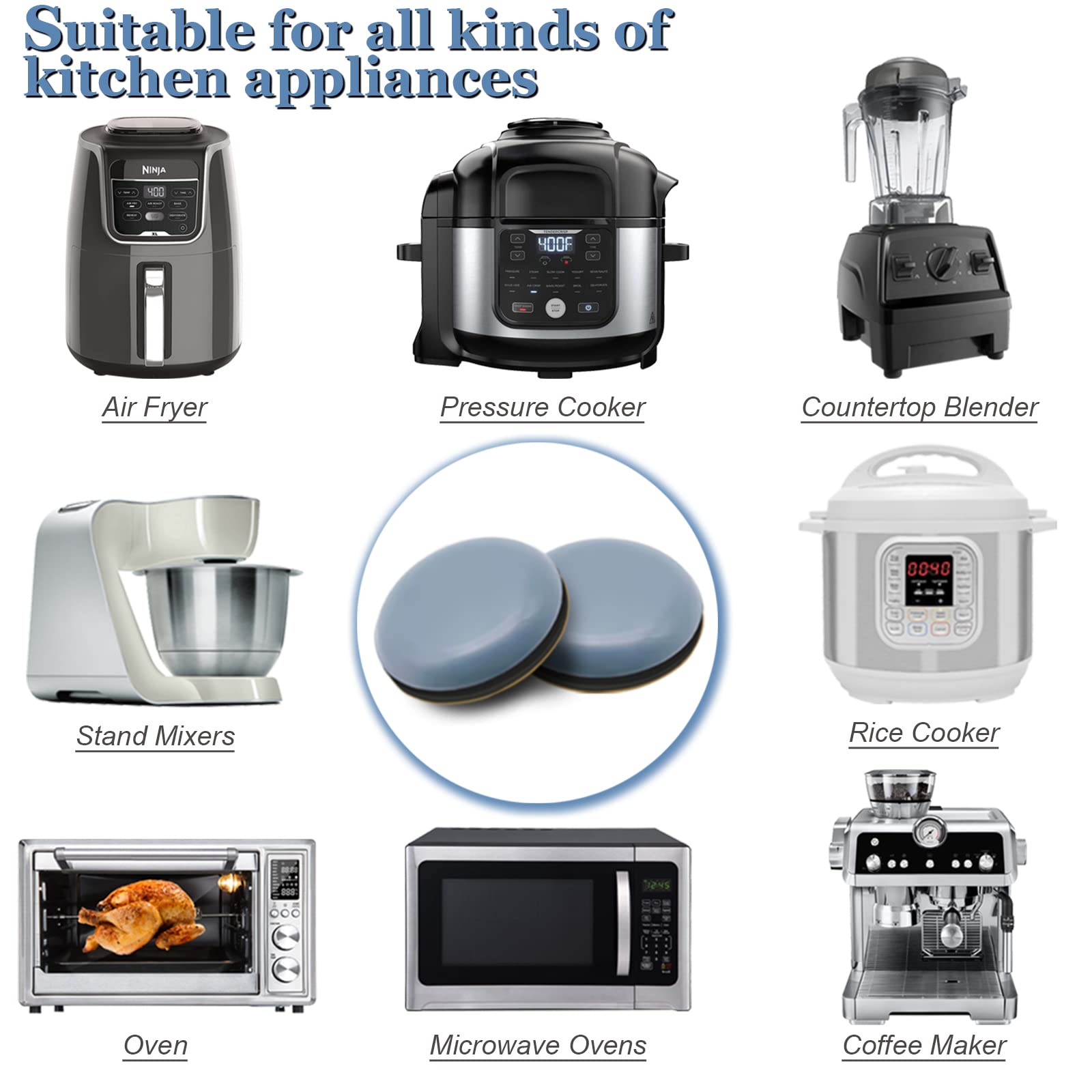 Kitchen Appliance Sliders, ELEMGULY 16 Pack DIY Adhesive Magic Telfon Self Stick Sliders Sliding Tray for Most Coffee Makers, Blenders, Air Fryers, Pressure Cooker,Stand Mixers