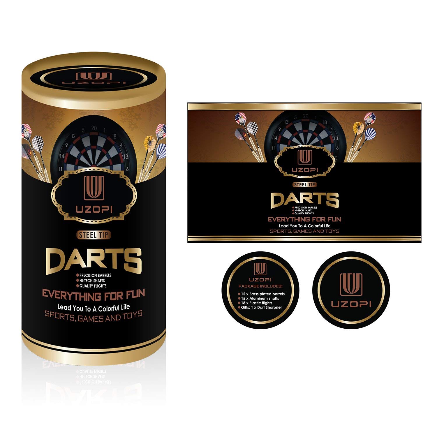 Freccette Steel, 15 Pezzi 18g Dardo Punta in Acciaio con Dart Sharpener e 3 Voli Extra per Professionisti o Principianti VOOKI