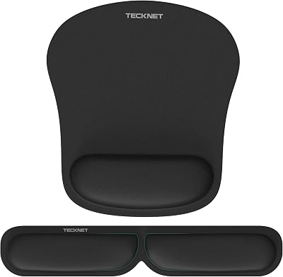 TECKNET Mouse Pad and Keyboard Wrist Rest Set Ergonomic Memory Foam