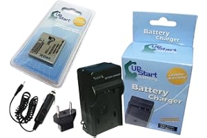 UPSTART BATTERY Replacement for Sanyo Xacti VPC-E1090 Battery and Charger with Car Plug and EU Adapter - Compatible with Sanyo NP-40 UF553436 Digital Camera Batteries and Chargers (750mAh 3.7V Lithium-Ion)