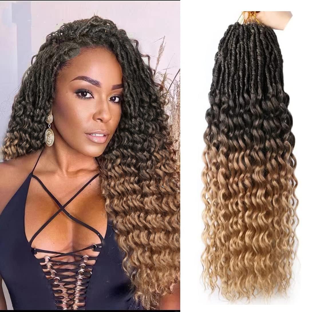 FANWYFYU 18 Inch Goddess Locs Crochet Hair Deep Wave 6Packs New Soft Faux Locs Crochet Braids Pre Looped Hair Extensions for Black Women(1B/27) — image 1