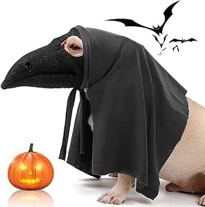 Rypet Dog Halloween Plague Doctor Bird Mask Costume - Halloween Beak Doctor Mask with Matching Cloak Pet Halloween Costume for Small Medium Large Dogs