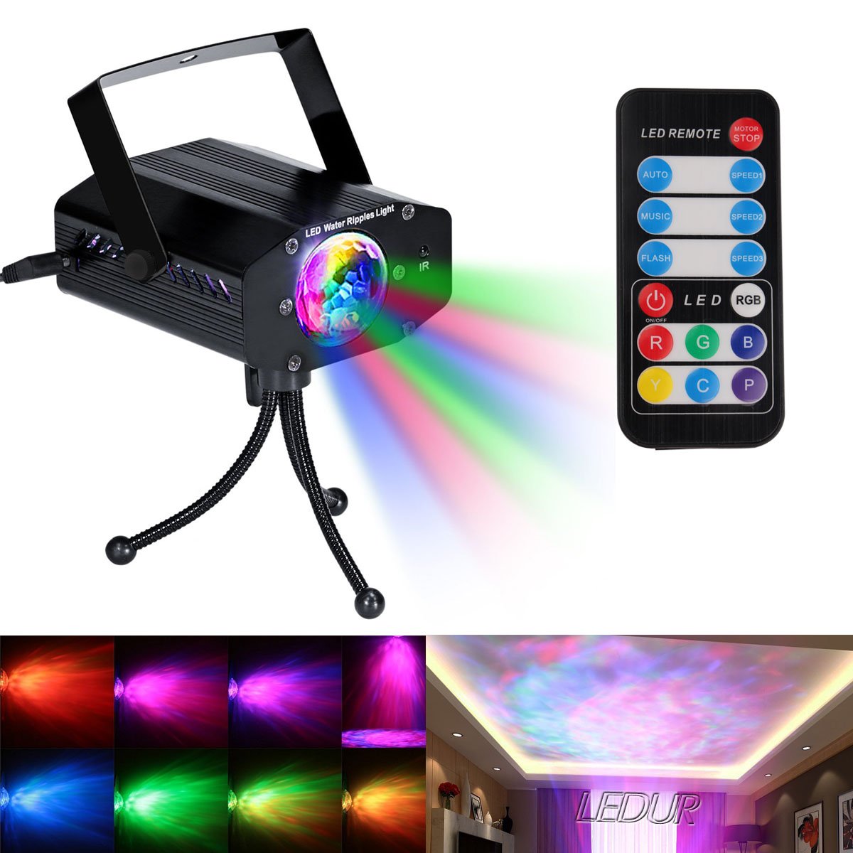 Buy LEDUR Water Ripples lights Projector, Sound Activated Party Lights