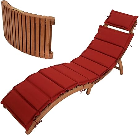 Amazon De Degamo Gartenliege Ipanema Zum Klappen Masse 184x55cm Akazie Geolt Mit Auflage In Rot