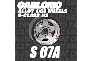 WAVEIST Carlomo 1/64 Scale S-Class Alloy Wheels Rubber Tires with Axles Detail Up Kits (4pcs/1 Kit) Modified Parts for 1:64 Diecast Model Cars (S07-A)