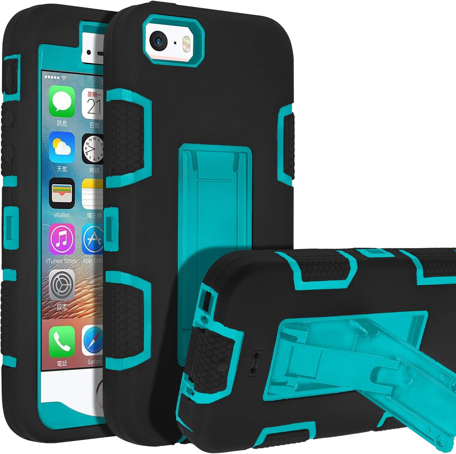 5s iPhone Case,iPhone SE Case,iPhone 5 Case,SENON Slim-fit Shockproof Anti-Scratch Anti-Fingerprint Kickstand Protective Case Cover for Apple iPhone SE/5S/5, Blue