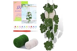 kdafio Crochet Kit for Beginners, Hanging Potted Plants Crochet Starter Kit with Step-by-Step Video Tutorials Complete Crochet Kit for Beginners Decoration (Green Plants)